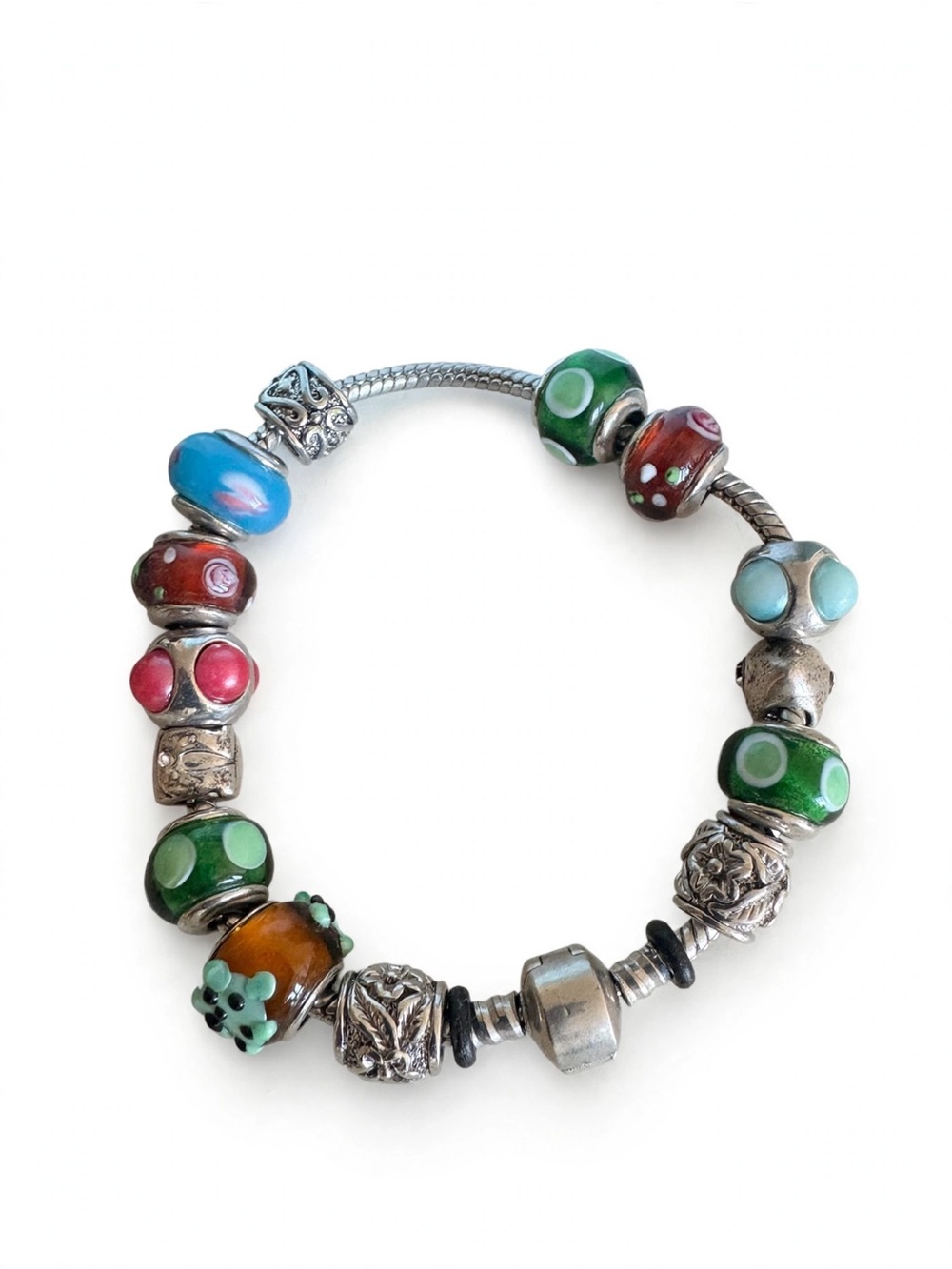 Glass Bead Charm Bracelet - Multicolor